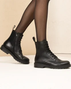 Nero Giardini Anfibi Donna in Pelle Nero Outlet