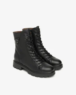 Nero Giardini Anfibi Donna in Pelle Nero Outlet