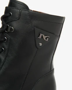 Nero Giardini Anfibi Donna in Pelle Nero Outlet
