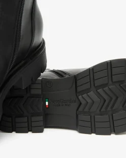 Nero Giardini Anfibi Donna in Pelle Nero Outlet
