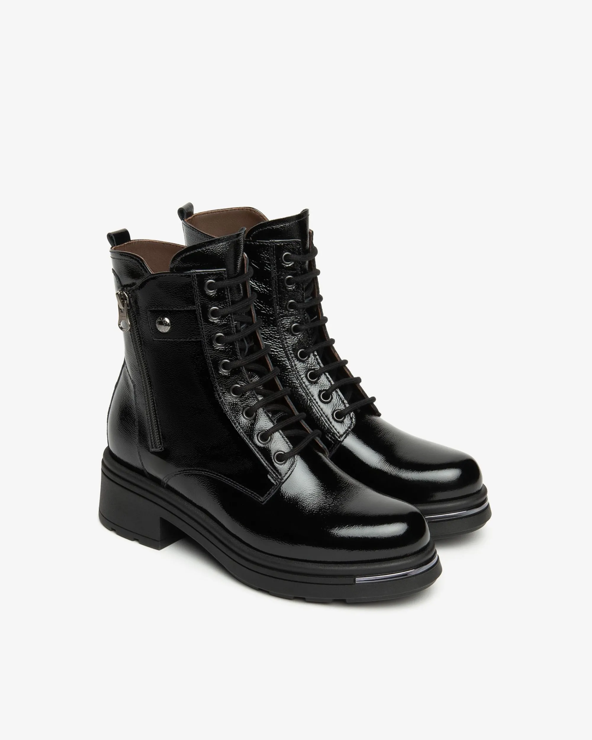 Nero Giardini Anfibi Donna in Vernice Nero New