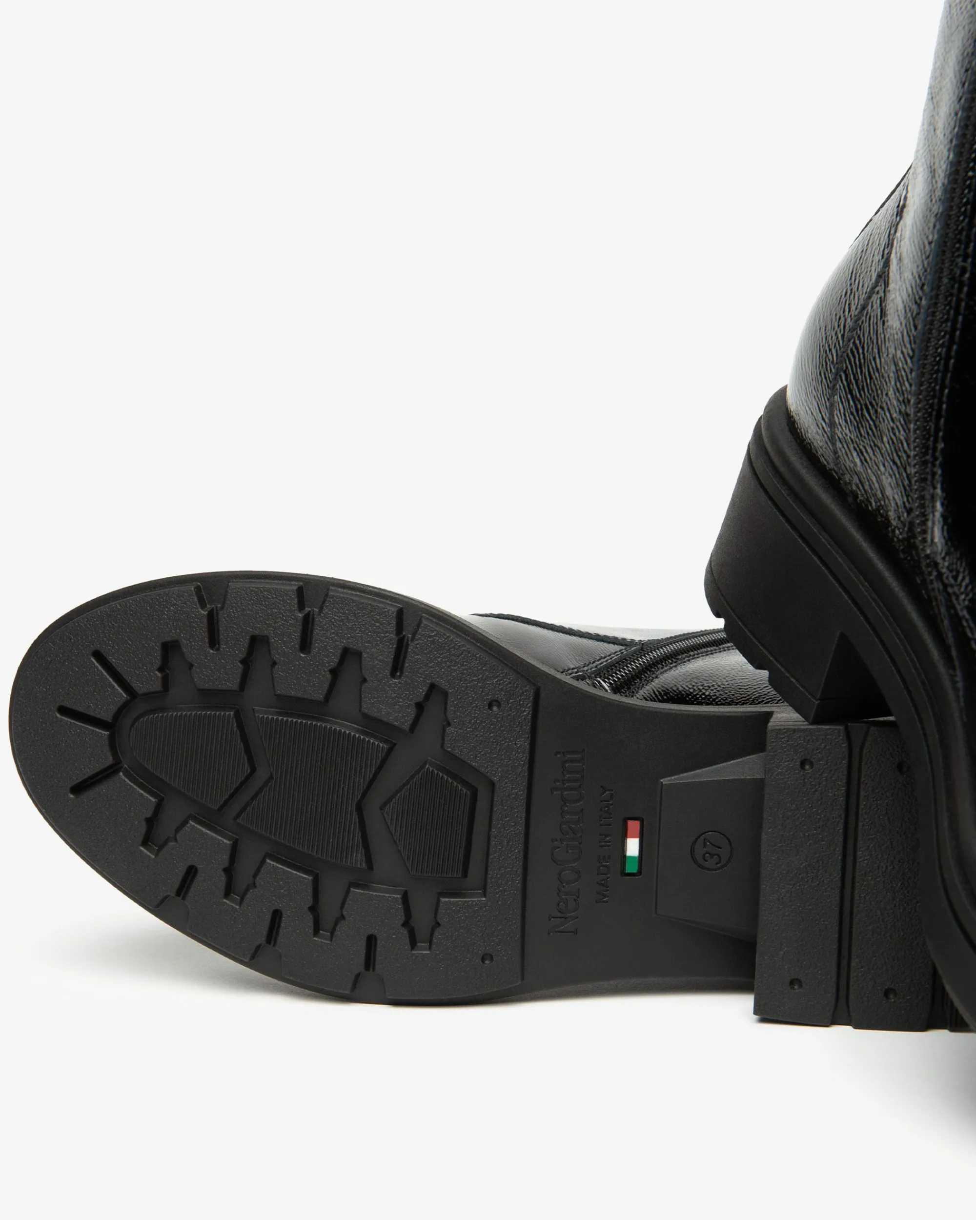 Nero Giardini Anfibi Donna in Vernice Nero New