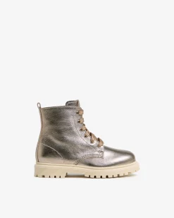 Nero Giardini Anfibi Junior da Bambina in Pelle Oro Clearance
