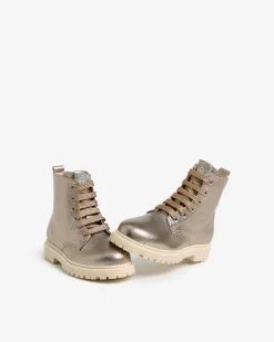 Nero Giardini Anfibi Junior da Bambina in Pelle Oro Clearance