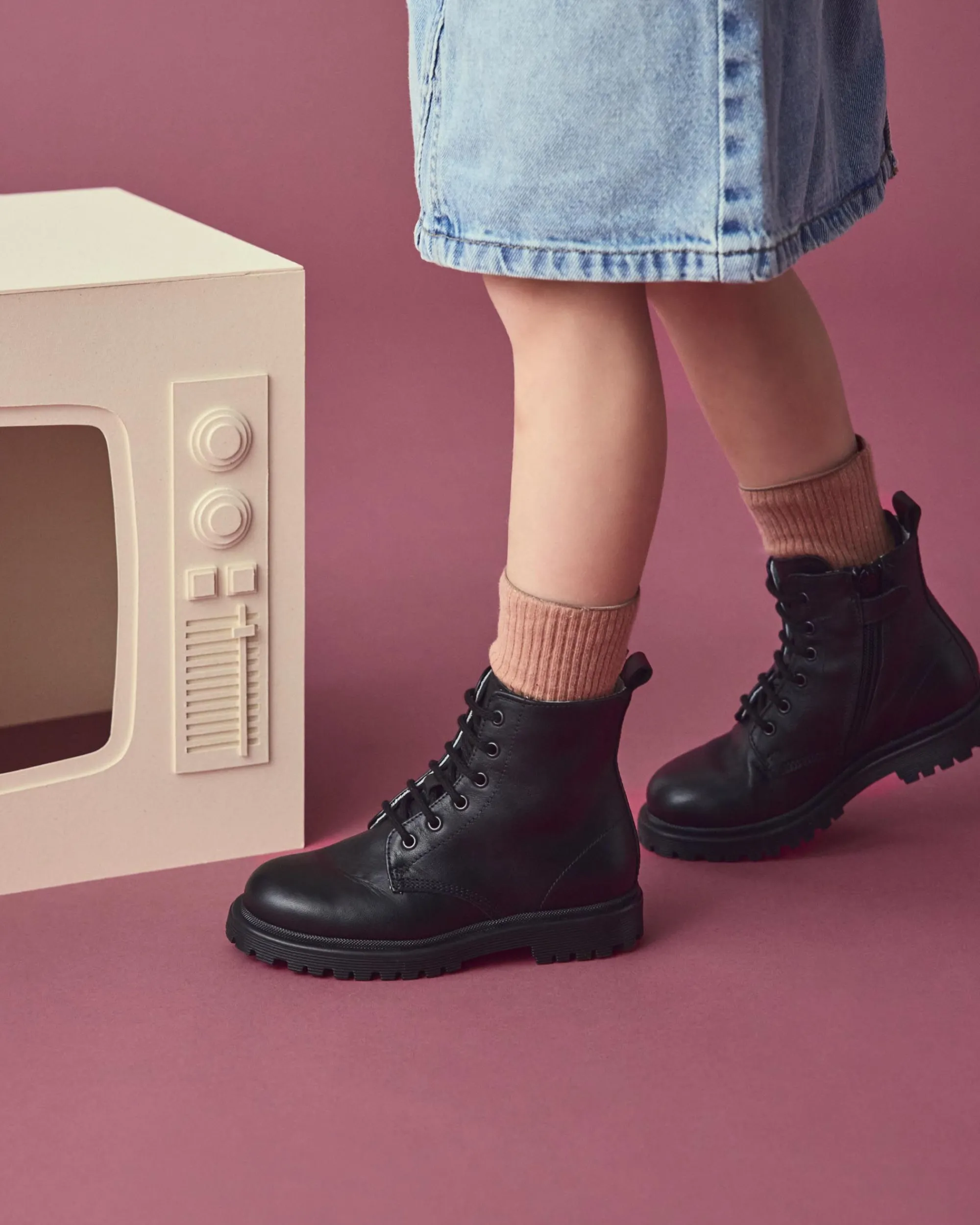 Nero Giardini Anfibi Junior da Bambina in Pelle Nero Best