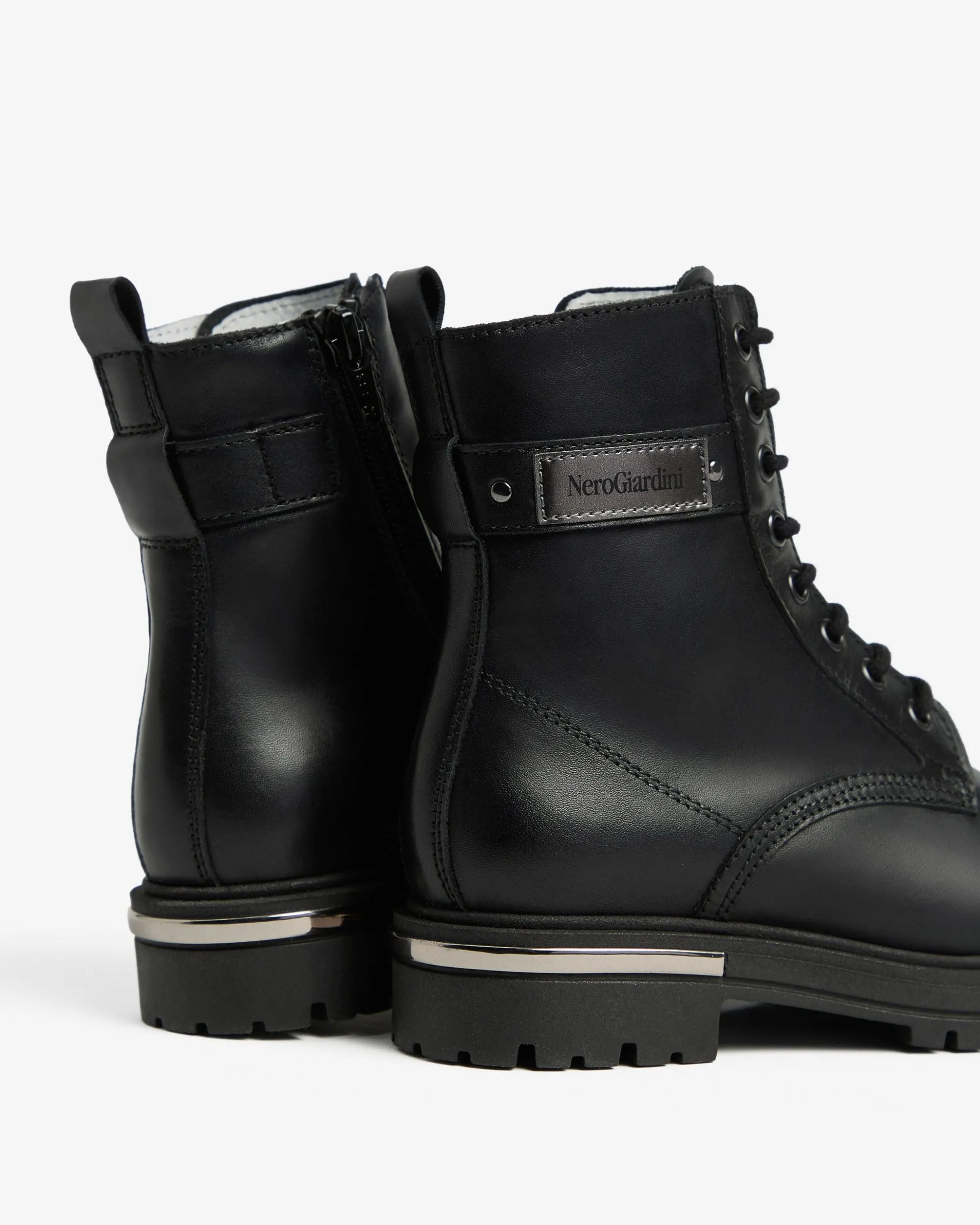 Nero Giardini Anfibi Teen da Ragazza in Pelle Nero Discount
