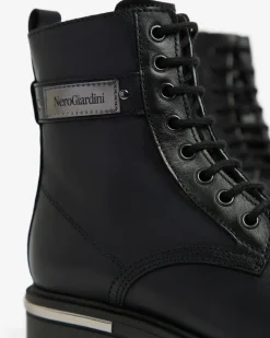Nero Giardini Anfibi Teen da Ragazza in Pelle Nero Discount