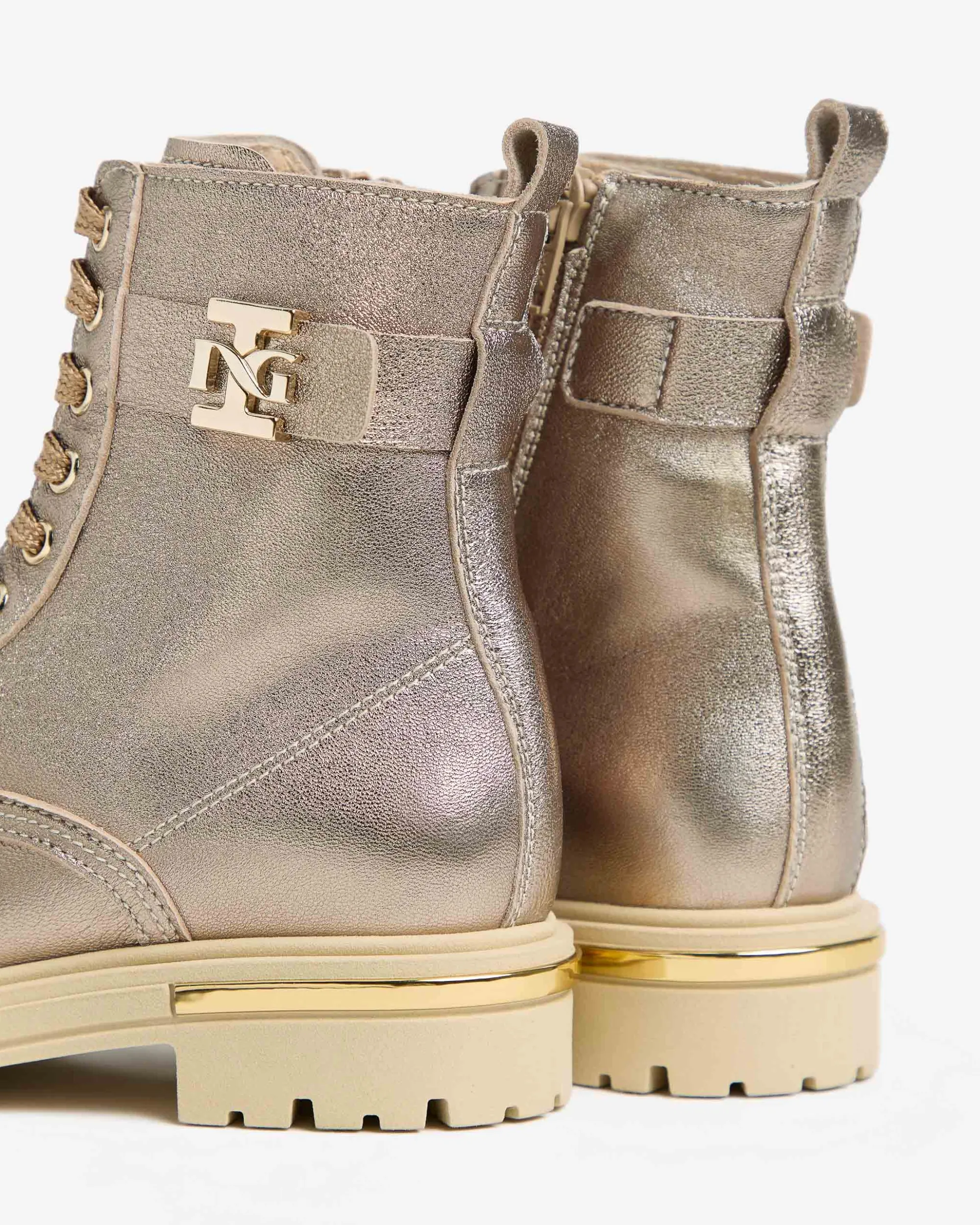 Nero Giardini Anfibi Teen da Ragazza in Pelle Oro Sale