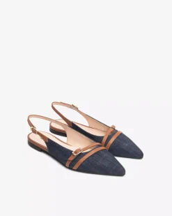 Nero Giardini Ballerine Donna in Tessuto e Pelle Blu Outlet