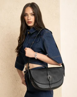 Nero Giardini Borsa a Tracolla da Donna in Pelle Nero Discount