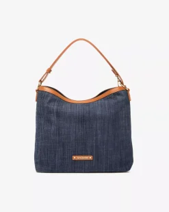 Nero Giardini Borsa Hobo da Donna in Tessuto e Materiale Tecnico Blu Hot