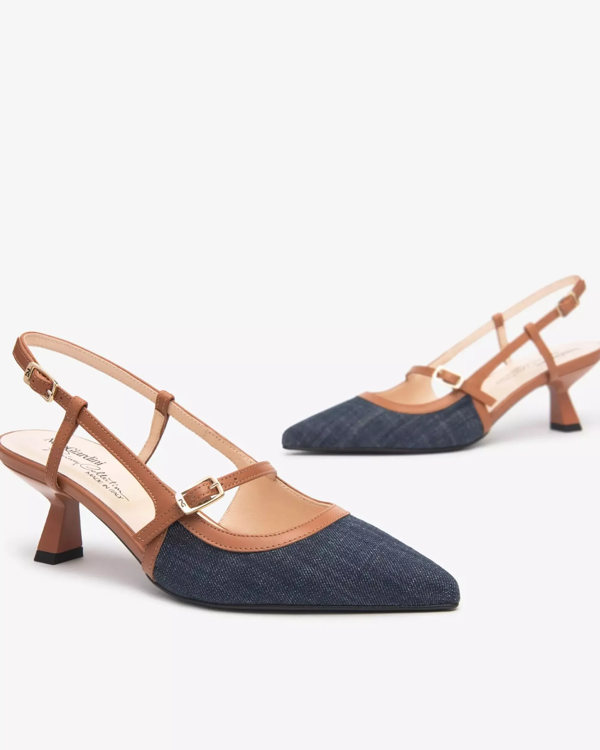 Nero Giardini Décolleté Donna in Tessuto e Pelle Blu Discount