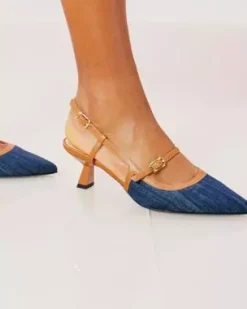 Nero Giardini Décolleté Donna in Tessuto e Pelle Blu Discount