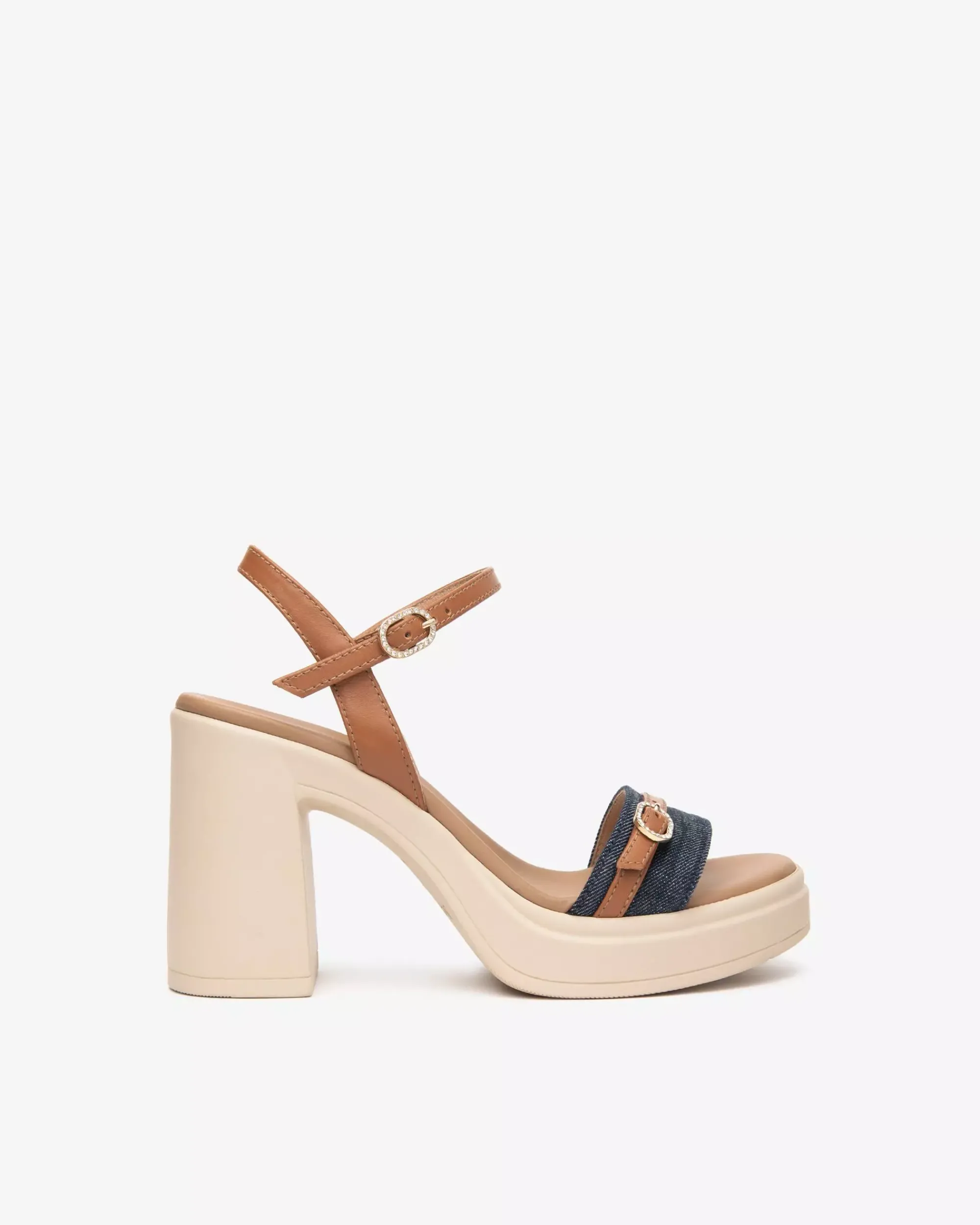 Nero Giardini Sandali Donna in Tessuto e Pelle Blu Outlet