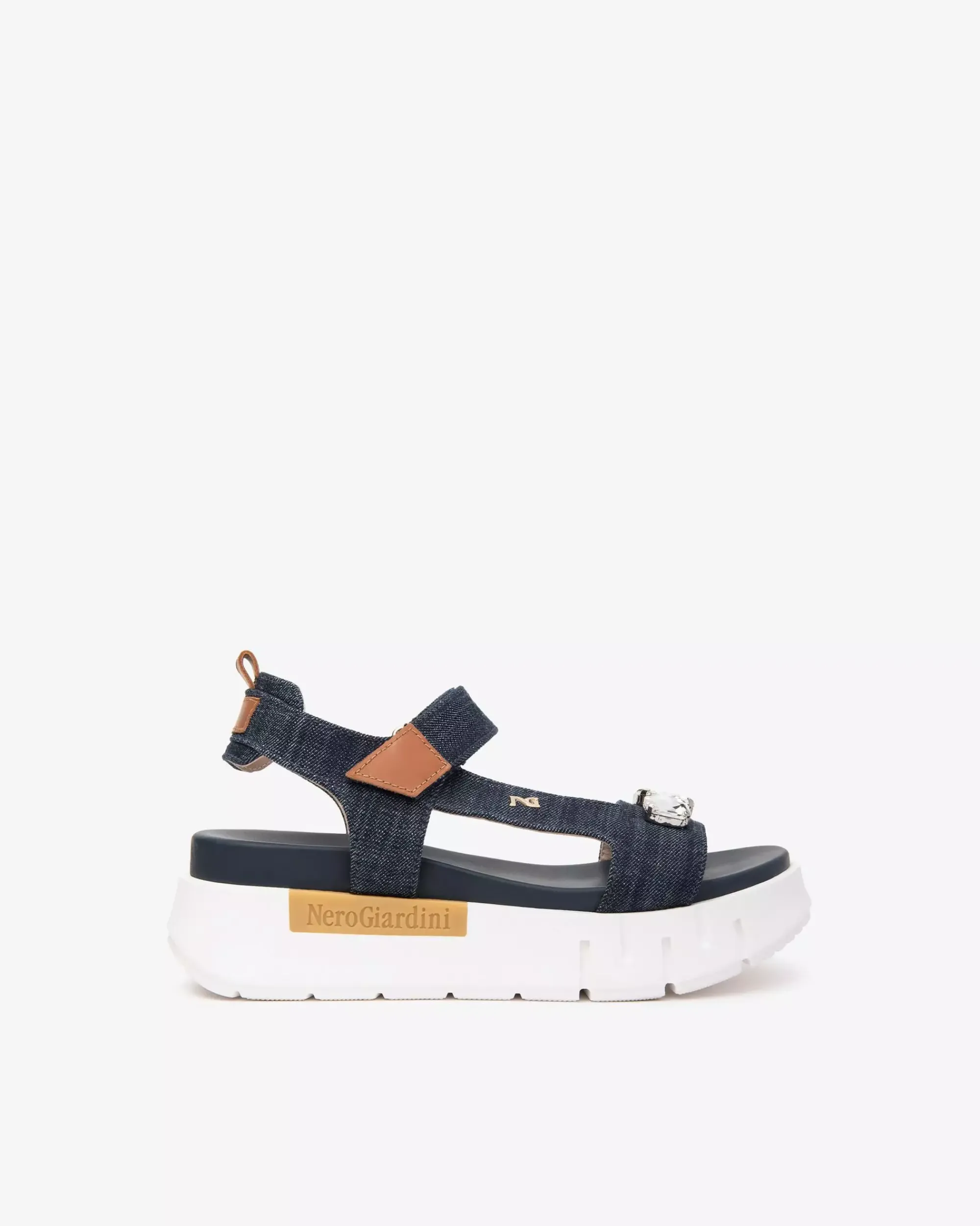 Nero Giardini Sandali Donna in Tessuto e Pelle Blu Best