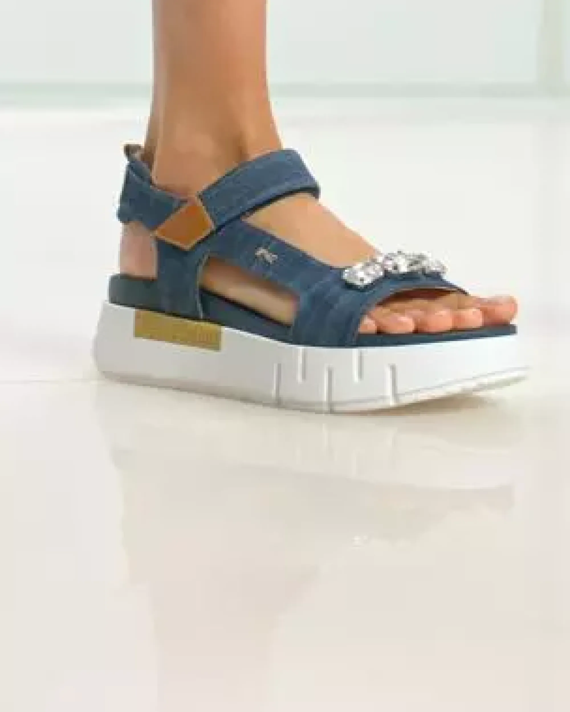 Nero Giardini Sandali Donna in Tessuto e Pelle Blu Best