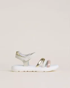 Nero Giardini Sandali Teen da Ragazza in Pelle e Materiale Tecnico Avorio Outlet