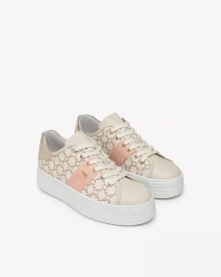 Nero Giardini Sneakers Donna in Pelle e Materiale Tecnico Avorio Sale