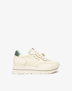 Nero Giardini Sneakers Donna in Pelle e Materiale Tecnico Avorio Clearance