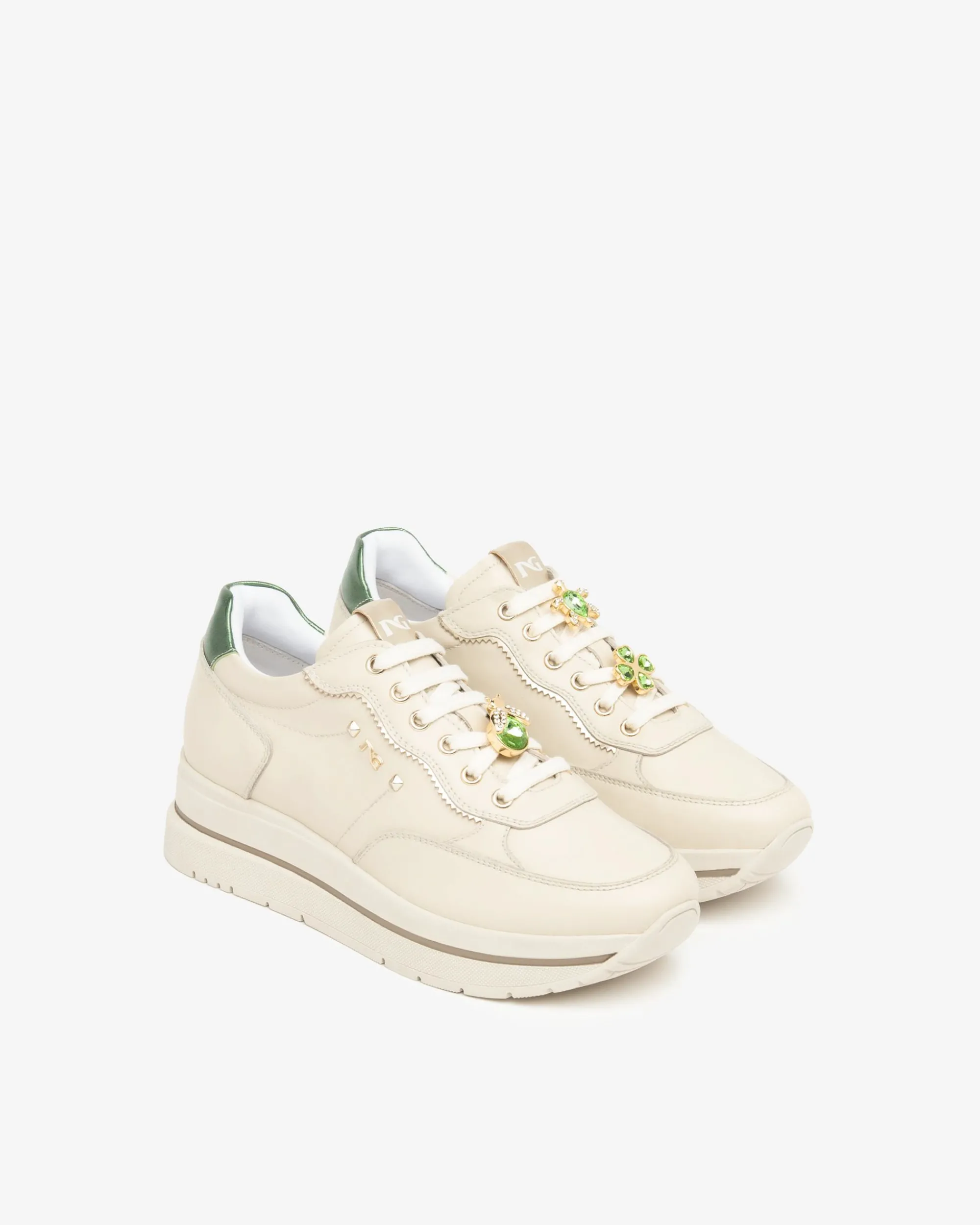 Nero Giardini Sneakers Donna in Pelle e Materiale Tecnico Avorio Clearance