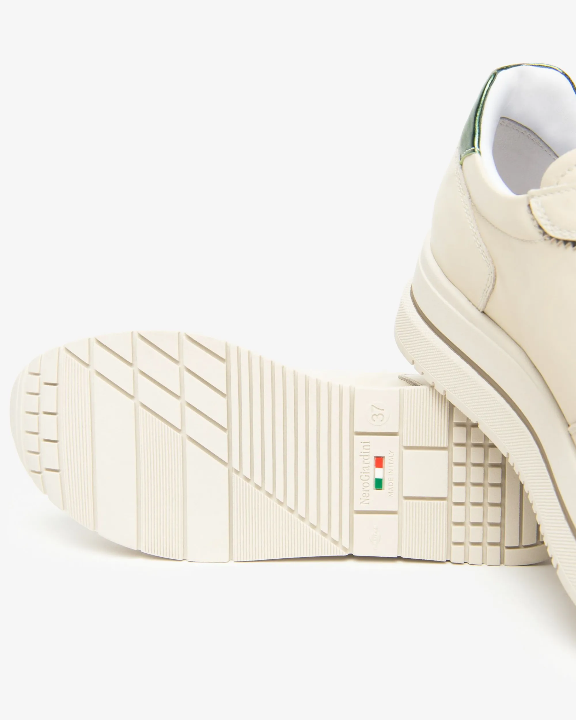 Nero Giardini Sneakers Donna in Pelle e Materiale Tecnico Avorio Clearance