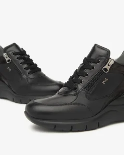 Nero Giardini Sneakers Donna in Pelle e Materiale Tecnico Nero Online