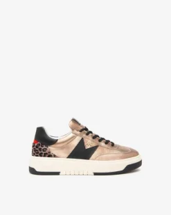 Nero Giardini Sneakers Donna in Pelle, Materiale Tecnico e Suede Oro New