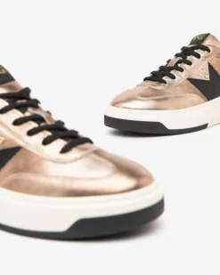 Nero Giardini Sneakers Donna in Pelle, Materiale Tecnico e Suede Oro New