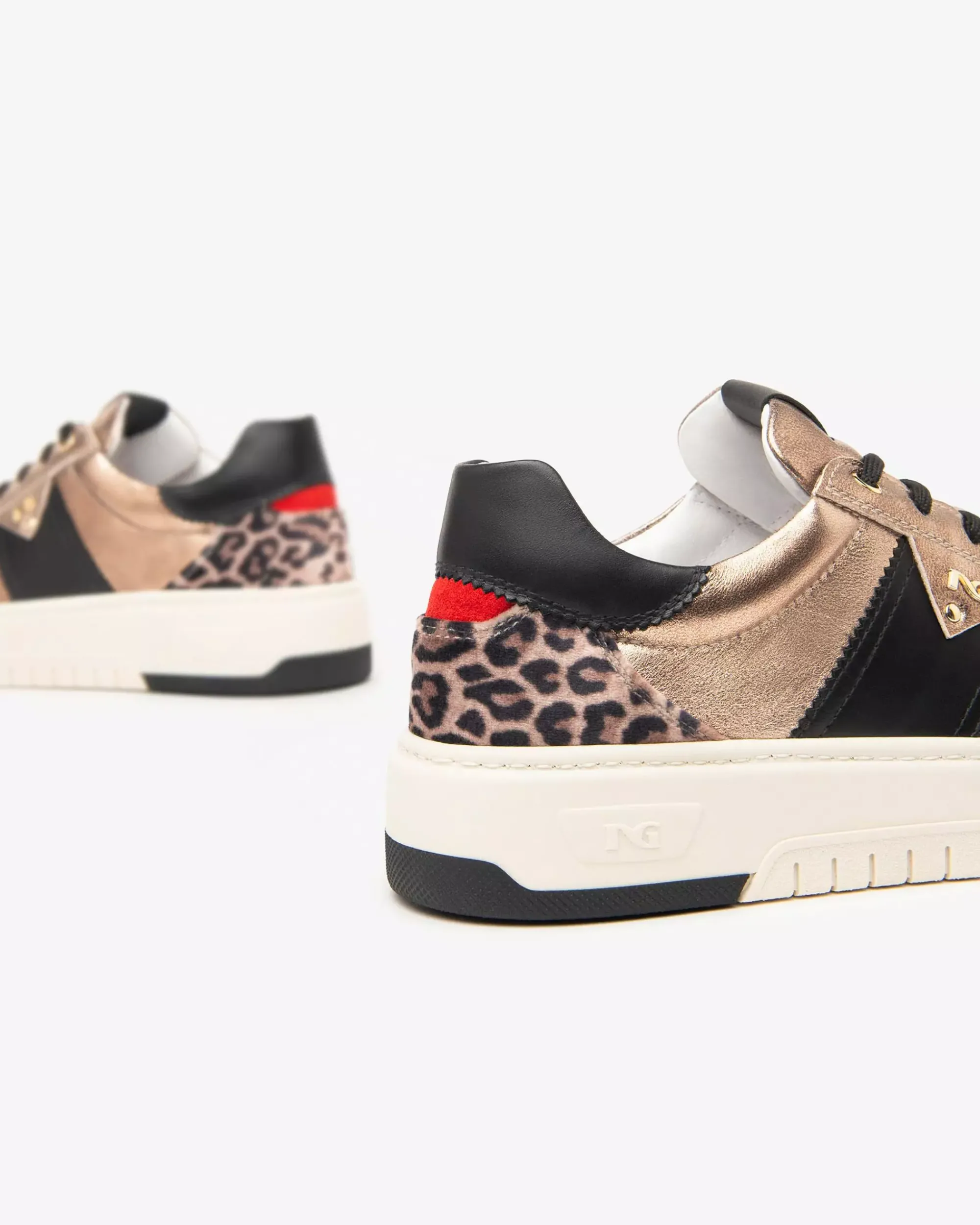 Nero Giardini Sneakers Donna in Pelle, Materiale Tecnico e Suede Oro New