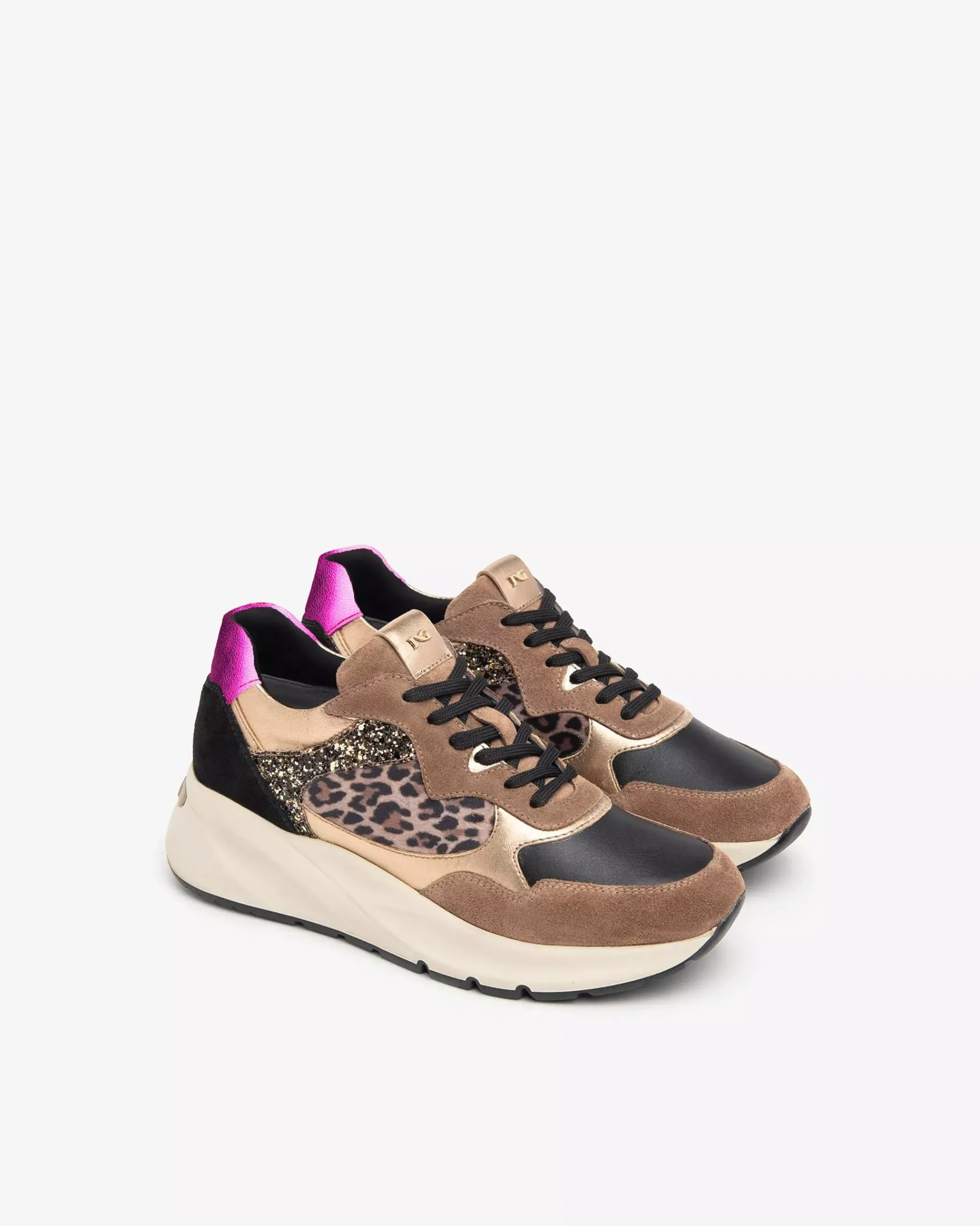 Nero Giardini Sneakers Donna in Pelle, Suede e Materiale Tecnico Marrone Clearance