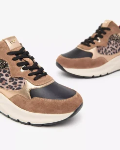 Nero Giardini Sneakers Donna in Pelle, Suede e Materiale Tecnico Marrone Clearance