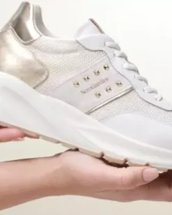 Nero Giardini Sneakers Donna in Pelle, Tela e Materiale Tecnico Bianco Online