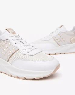 Nero Giardini Sneakers Donna in Pelle, Tela e Materiale Tecnico Bianco Online