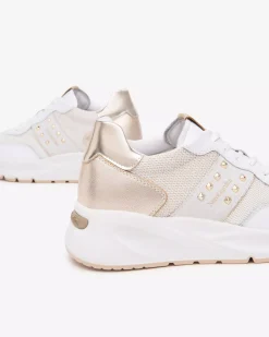 Nero Giardini Sneakers Donna in Pelle, Tela e Materiale Tecnico Bianco Online