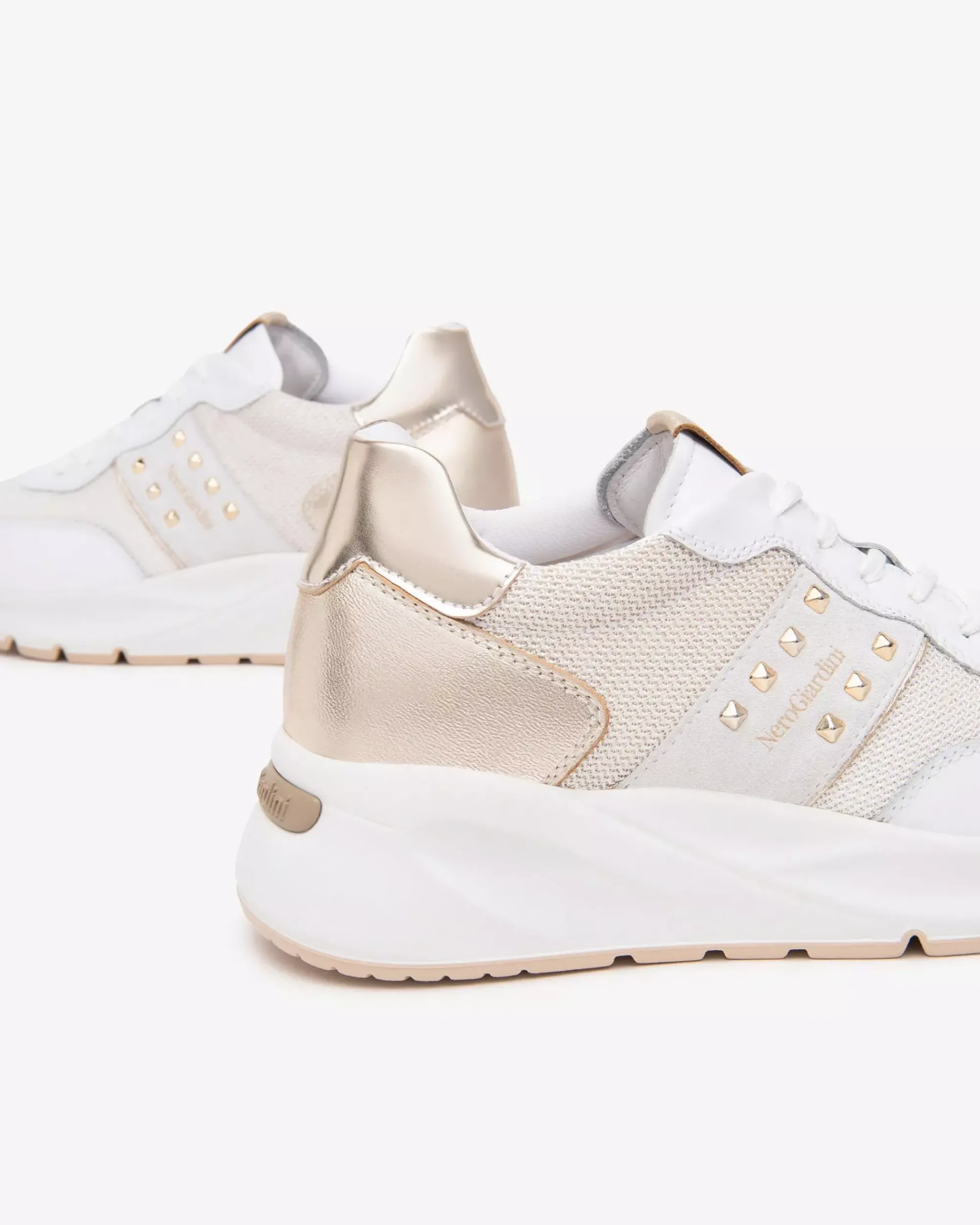 Nero Giardini Sneakers Donna in Pelle, Tela e Materiale Tecnico Bianco Online