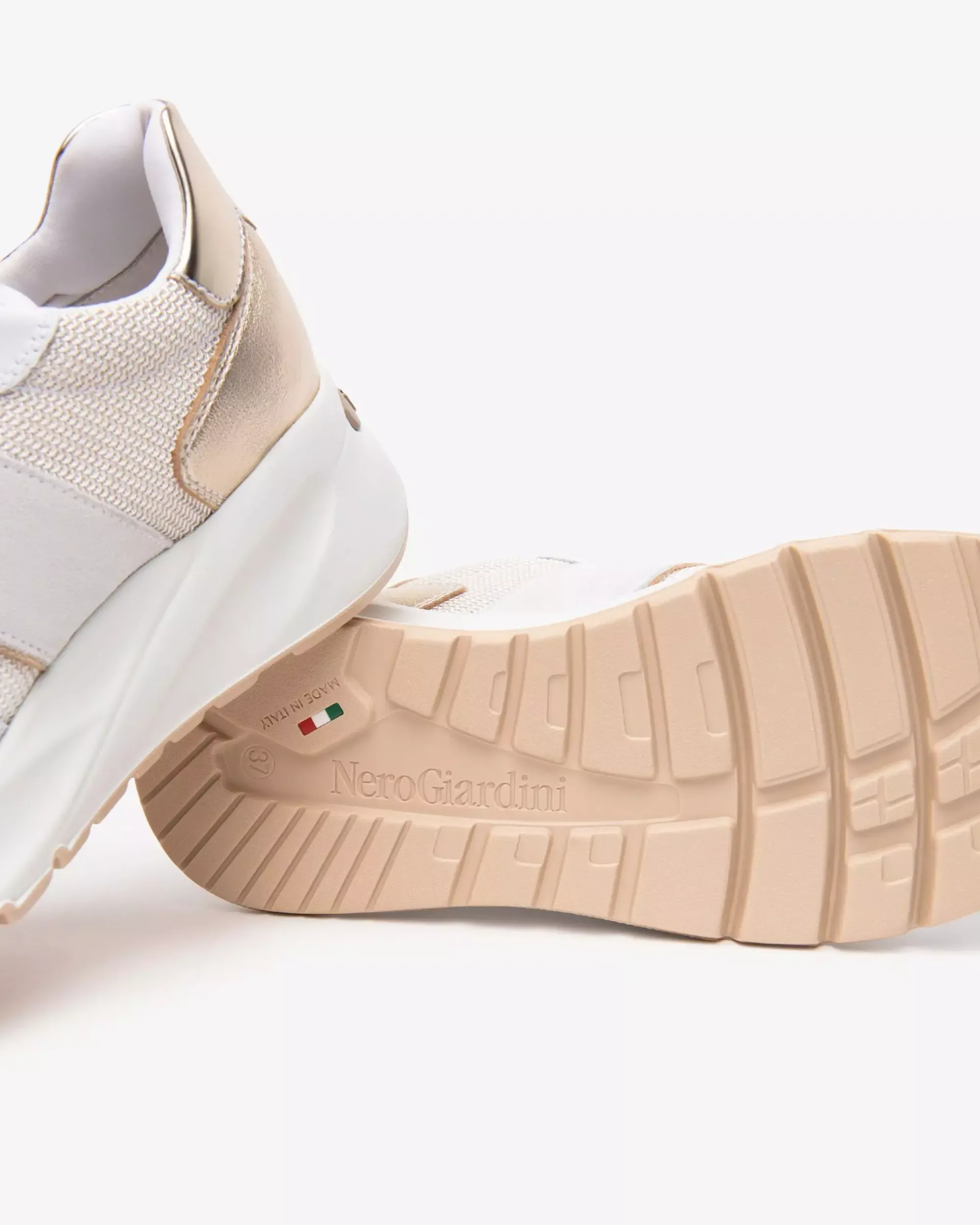 Nero Giardini Sneakers Donna in Pelle, Tela e Materiale Tecnico Bianco Online