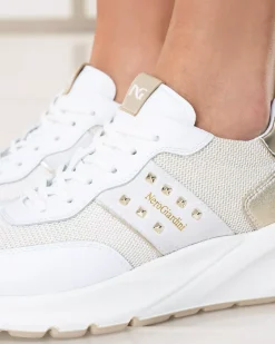 Nero Giardini Sneakers Donna in Pelle, Tela e Materiale Tecnico Bianco Online
