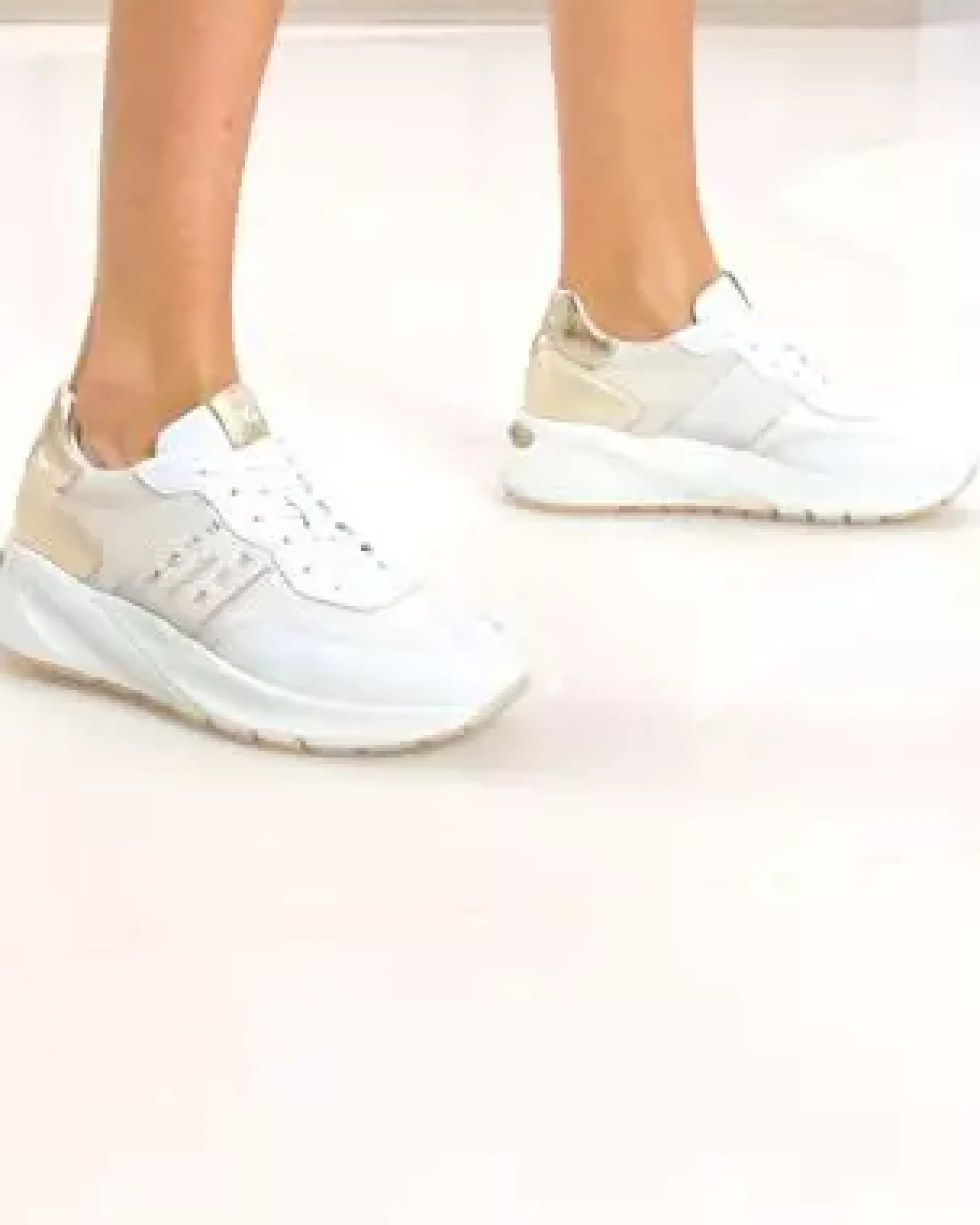 Nero Giardini Sneakers Donna in Pelle, Tela e Materiale Tecnico Bianco Online