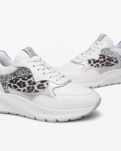 Nero Giardini Sneakers Donna in Suede, Pelle e Materiale Tecnico Bianco