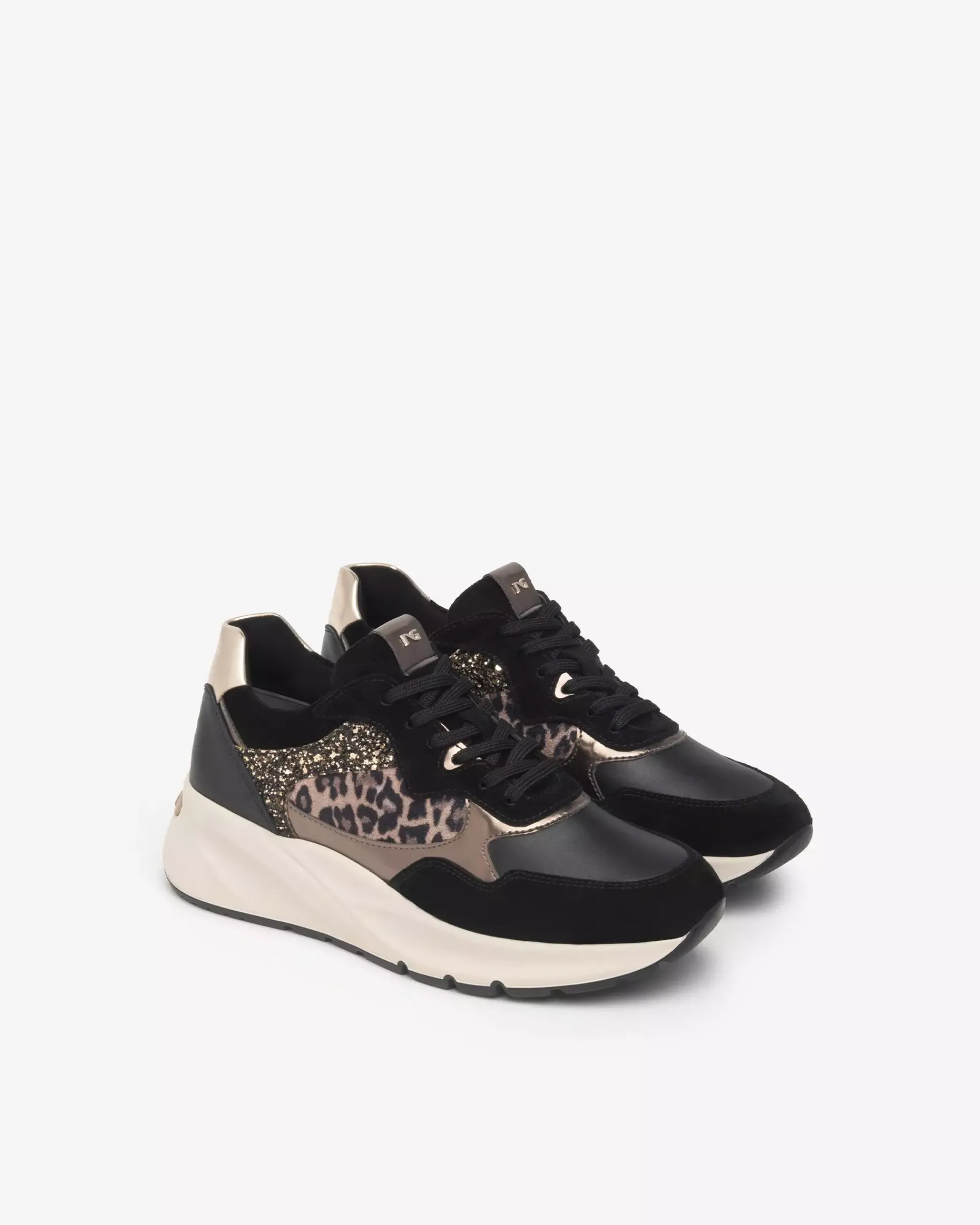 Nero Giardini Sneakers Donna in Suede, Pelle e Materiale Tecnico Nero Hot