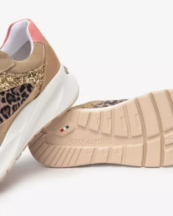 Nero Giardini Sneakers Donna in Suede, Pelle e Materiale Tecnico Marrone Outlet