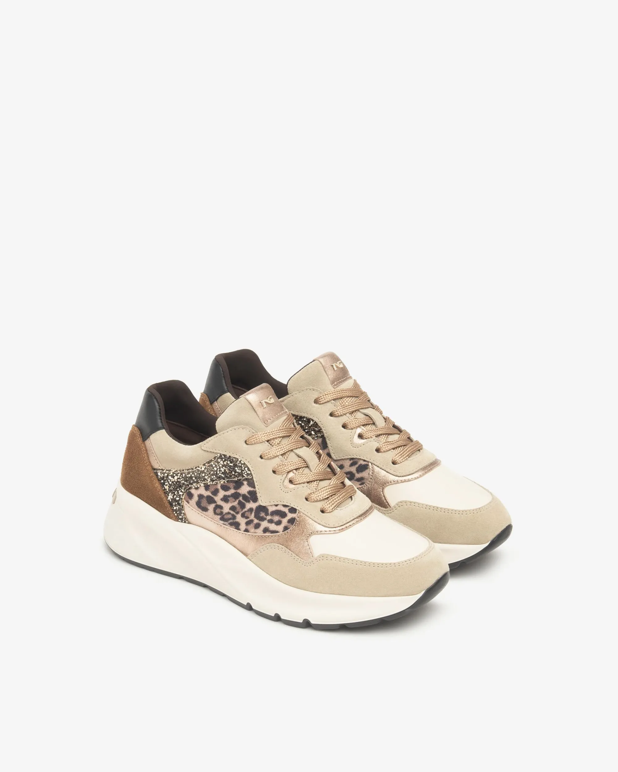 Nero Giardini Sneakers Donna in Suede, Pelle e Materiale Tecnico Beige Best