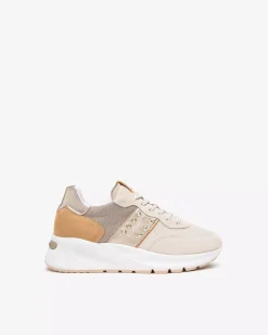 Nero Giardini Sneakers Donna in Suede, Tela e Materiale Tecnico Avorio