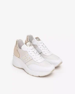 Nero Giardini Sneakers Donna in Suede, Tela e Materiale Tecnico Bianco Hot