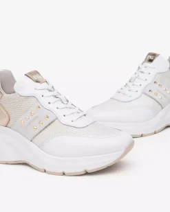 Nero Giardini Sneakers Donna in Suede, Tela e Materiale Tecnico Bianco Hot