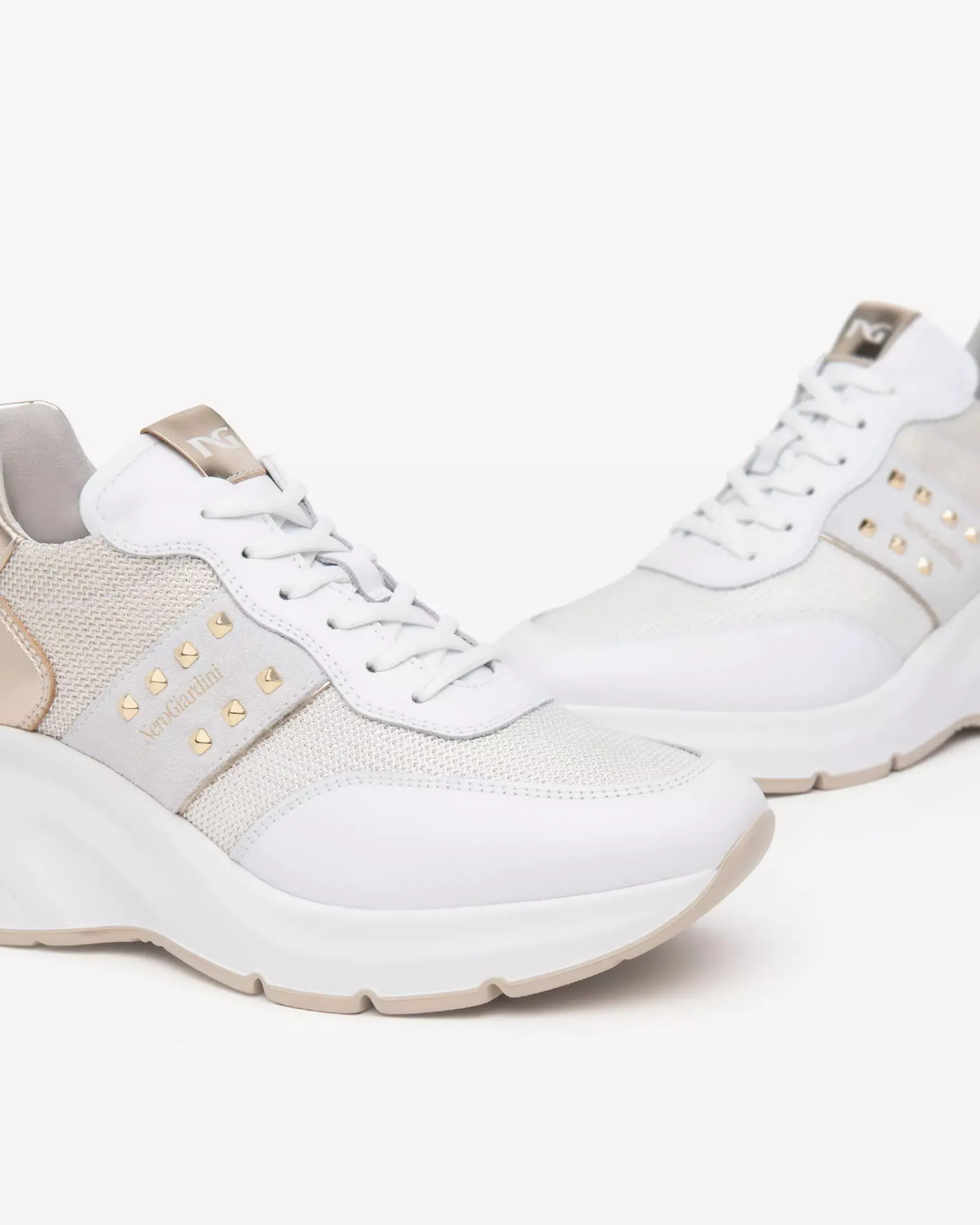 Nero Giardini Sneakers Donna in Suede, Tela e Materiale Tecnico Bianco Hot