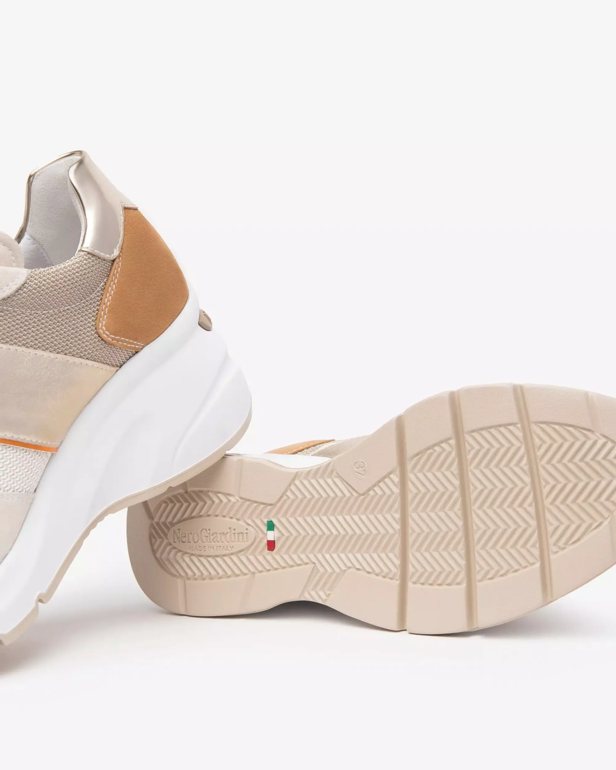 Nero Giardini Sneakers Donna in Suede, Tela e Materiale Tecnico Avorio Sale