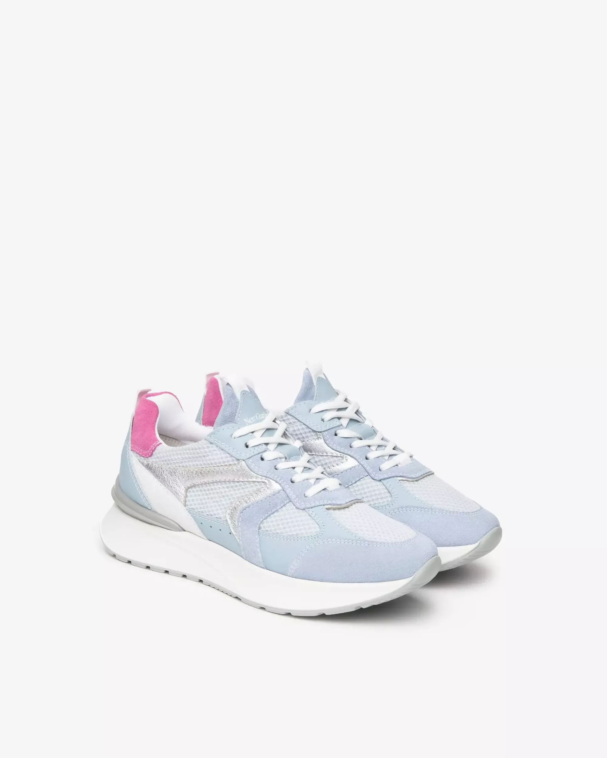 Nero Giardini Sneakers Donna in Suede, Tela e Pelle Celeste Hot