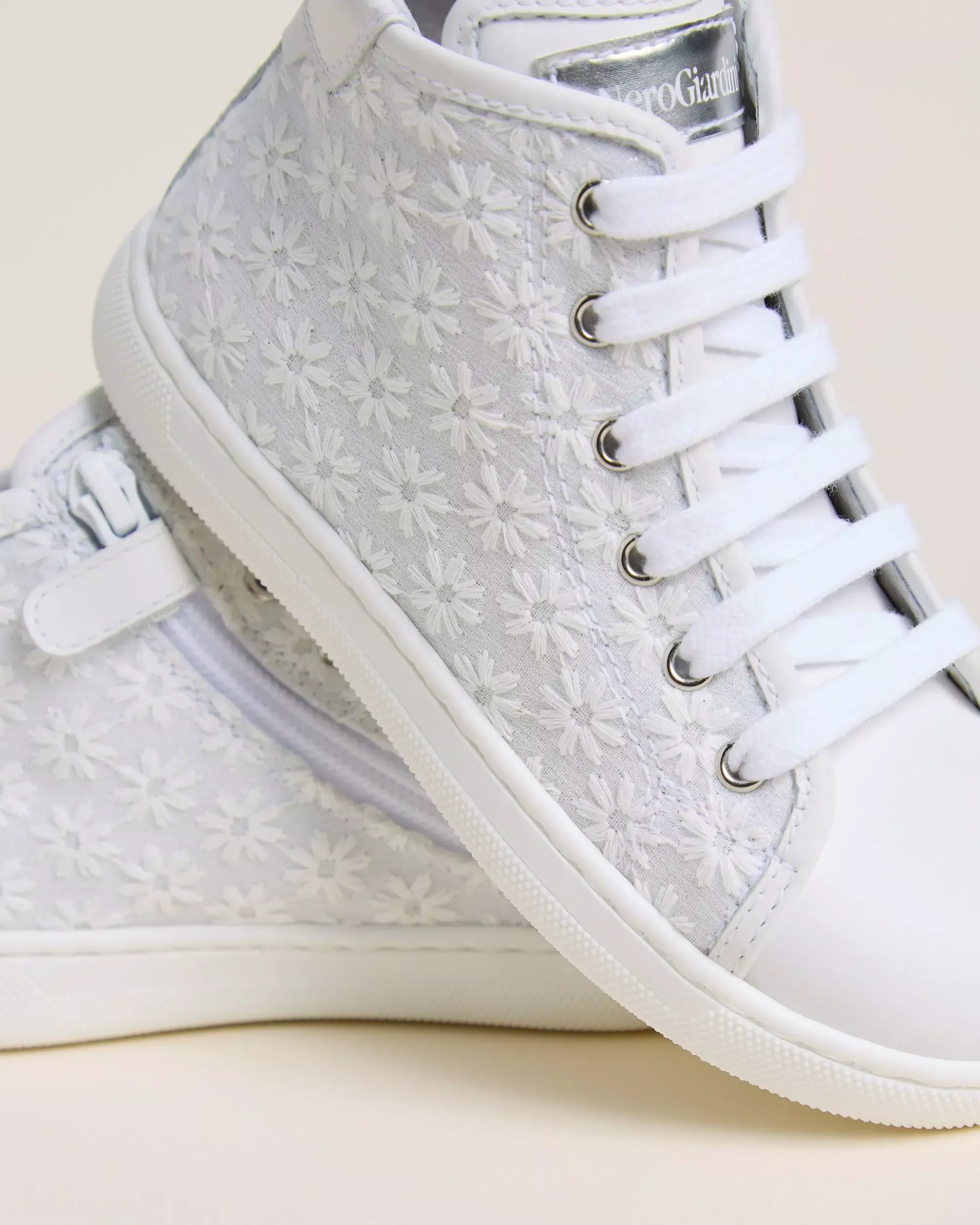 Nero Giardini Sneakers Junior da Bambina in Tessuto e Pelle Bianco Best