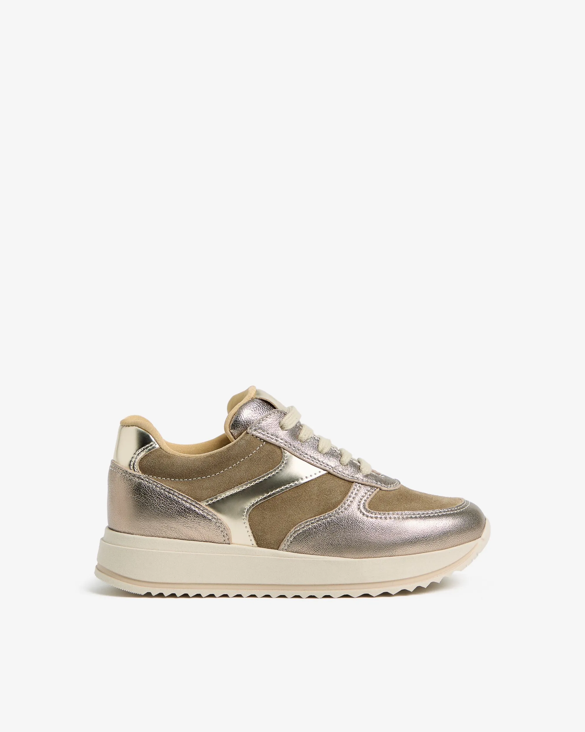 Nero Giardini Sneakers Teen da Ragazza in Pelle, Camoscio e Materiale Tecnico Oro Sale